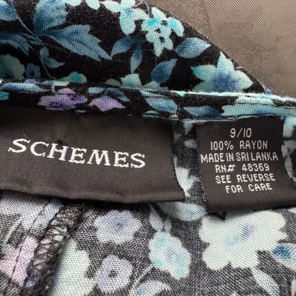 Floral Sleeveless Dress - Blue and Black - Picture 2 of 2